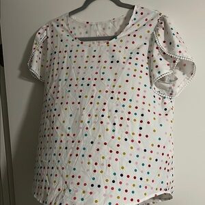 Multicolored Peter Pan Collar Short Sleeve Blouse